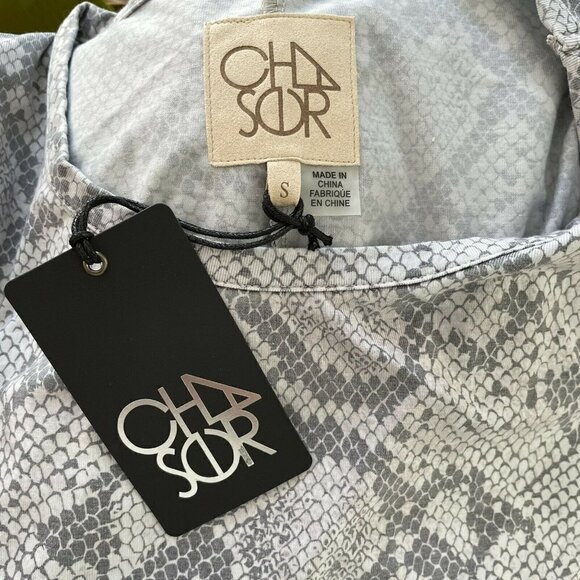 Chaser Bodycon Midi Tshirt Dress In Gray Snake Print Small Women’s Short Sleeve - Picture 6 of 6